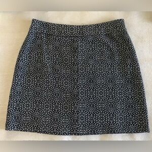 H&M Dark Navy Tweed A-Line Mini Skirt with Gold Zipper in Back Womens Size 12